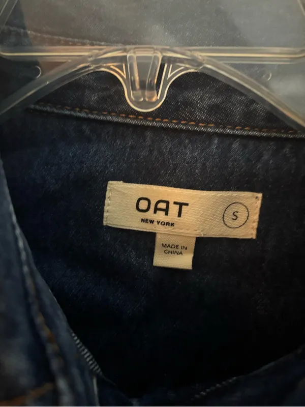 Oat New York Dark Blue Denim Puff-Sleeve Jacket, Size-Small - Image 2