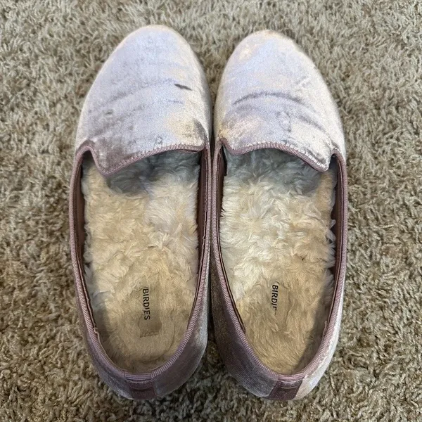 Birdies Starling Women's Size 8 Loafers Dusty Rose Pink Velvet Faux Fur‎ Lining - Image 4