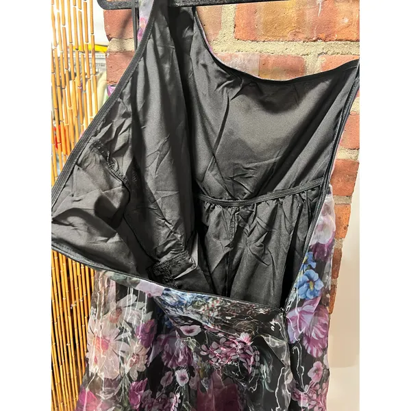 SheIn Stunning One-Shoulder Floral Organza Sheer Maxi Dress Purple & Black M - Image 7