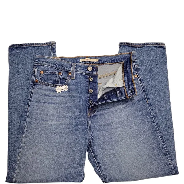 Levi’s Premium Wedgie Droit Straight Jeans women's Size 27 Light Wash - Image 4
