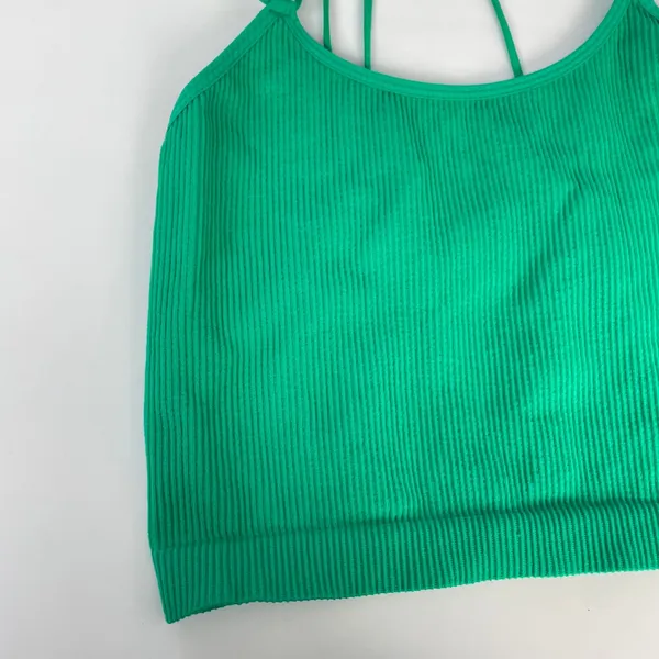 Colsie Brami Ribbed Bralette Women Size Small Green Stretchy Comfortable Strappy - Image 4