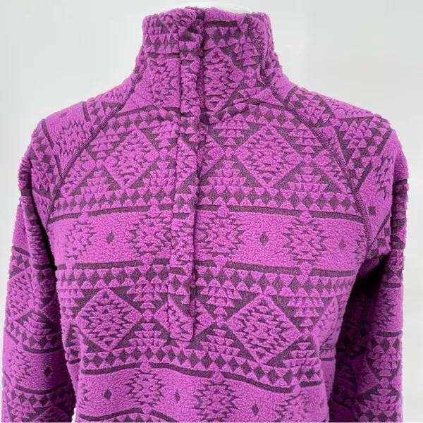 Eastern Mountain Sports Purple Fleece Jacket Hiking Geometric Aztec Pullover Size S - Image 4