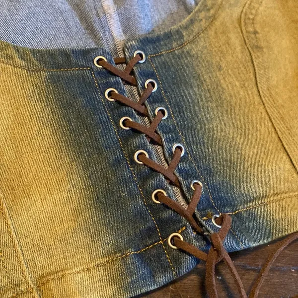 Finesse Lace up Denim Corset Bustier Cassidy Top - Image 8