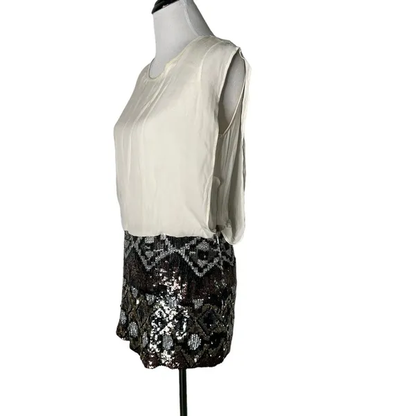 Parker Womens‎ Short Mini Silk Dress Sequin Sleeveless Formal Women Size XS - Image 6