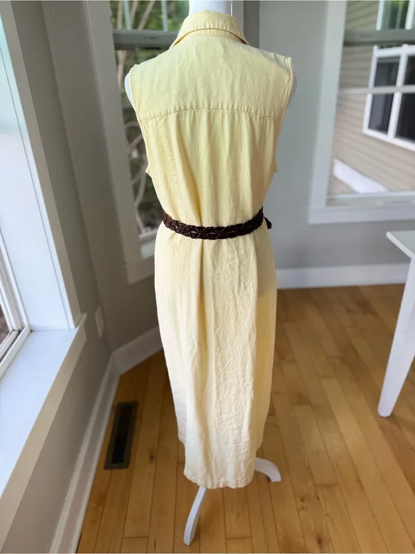 Christopher & Banks Butter Yellow Linen Blend Sleeveless Shirt Dress Size 12 - Image 4
