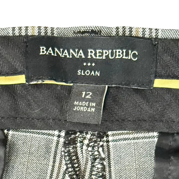 Banana Republic Sloan Plaid Black Tan Slim Leg Trousers Pants size 12 Pockets - Image 7