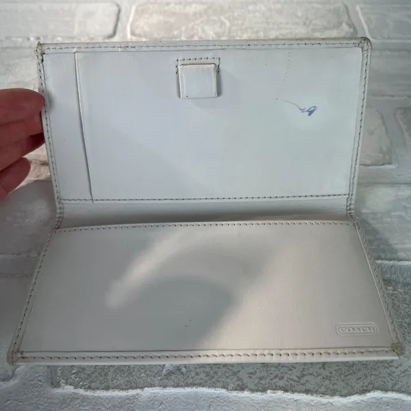 Coach Checkbook Cover Beige‎ Signature C Canvas Leather Trim - Image 4