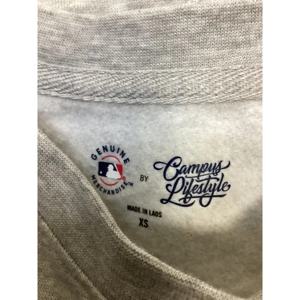 MLB Atlanta Braves Campus Lifestyle Grey Fleece Raglan‎ Sweatshirt Womens XS NEW - Image 7