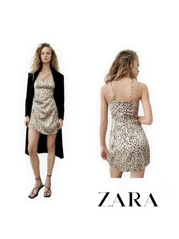 Zara Animal Print Satin Mini Dress Women’s Size M NWT - Image 4