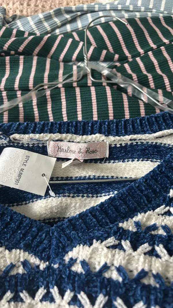 blue and white striped harlow and rose sweater - Image 2