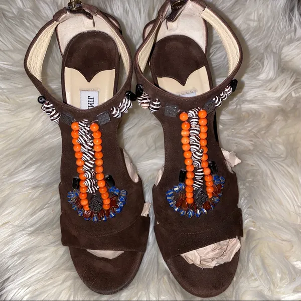 🎉HP🎉 JIMMY CHOO Seashell & Beaded Heels SZ 9 - Image 3