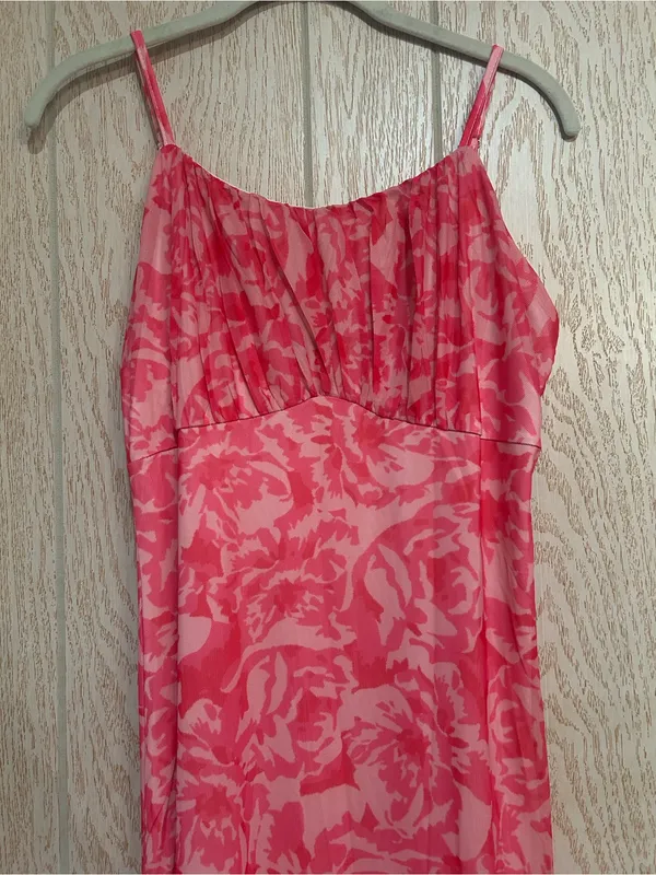 Zesica Spaghetti Straps Pink Floral Maxi Large Dress - Image 2