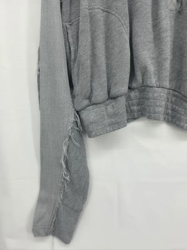 FP Movement by Windy Meadows Washed Gray Frayed Henley Hoodie - Image 9