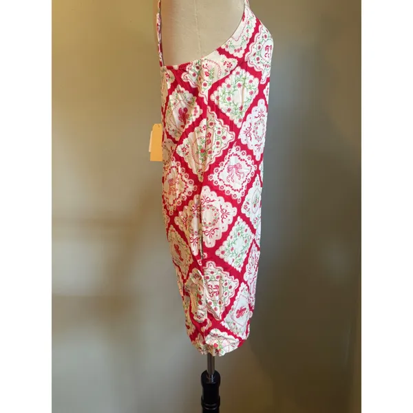 Monteau Red White Lobster Floral Linen Mini Dress Small NWT cottage dainty y2k coquette - Image 2