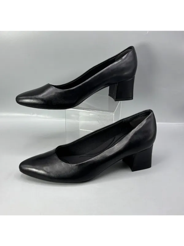Easy Spirit Cosma Pumps Womens 8 Black Leather Almond Toe Slip On Career Formal - Image 2