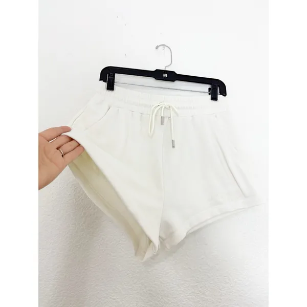 For Love & Lemons Cream Sweat Shorts Size Medium Embroidery Comfort Loungewear - Image 10