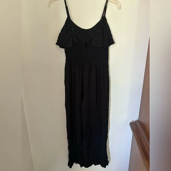 Abercrombie & Fitch Black Ruffle Jumpsuit Smocked Waist M - Image 7
