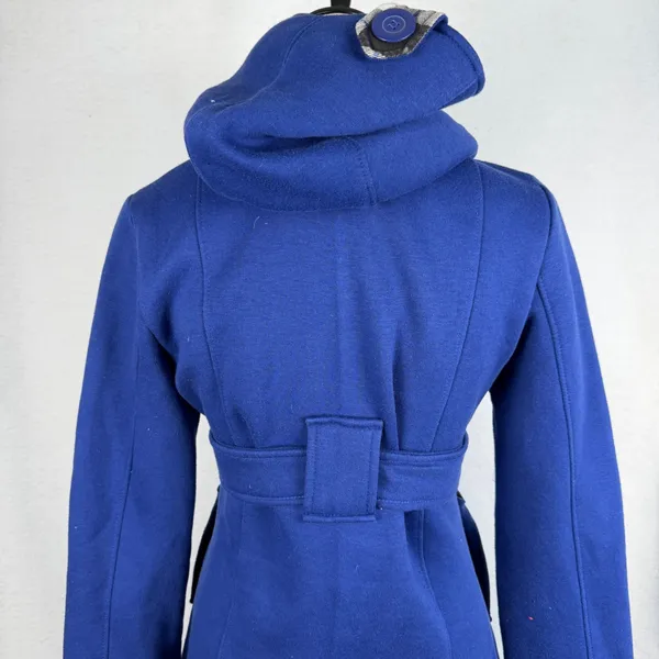 Blue‎ Hooded Double Breasted Trench Coat Womens Size Small Casual Retro Fashion - Image 7