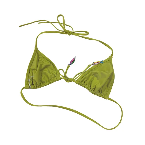 Solid & Striped The Iris Triangle Bikini Top Guava Green Fish Charms Size M - Image 4