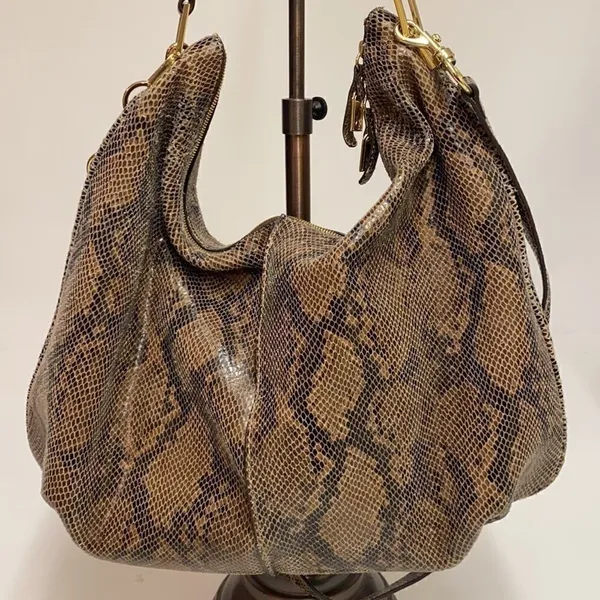 G.I.L.I. Milano Snake Print Leather Hobo Bag C9‎ - Image 8