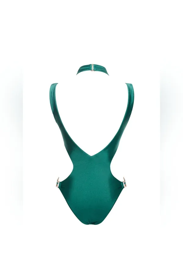One Piece Emerald sexy swimsuit with cut out and O-ring detail - Image 5