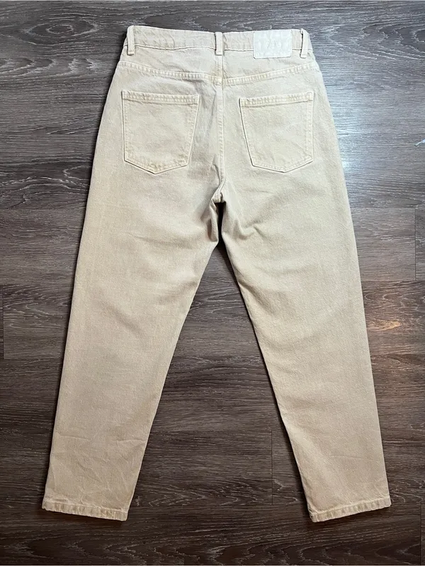 ZARA Z1975 Beige High Rise Mom Fit Ankle Straight Leg Jeans Size 6 - Image 3