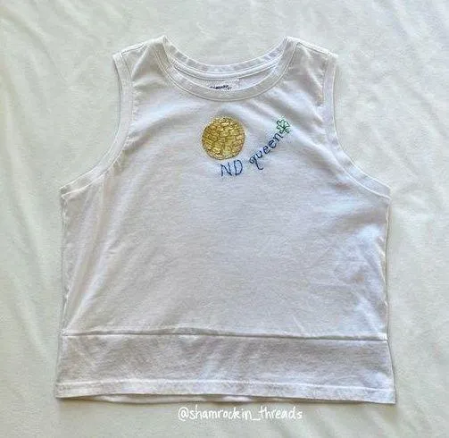 Notre Dame gold and white disco ball embroidered tank top - Image 2