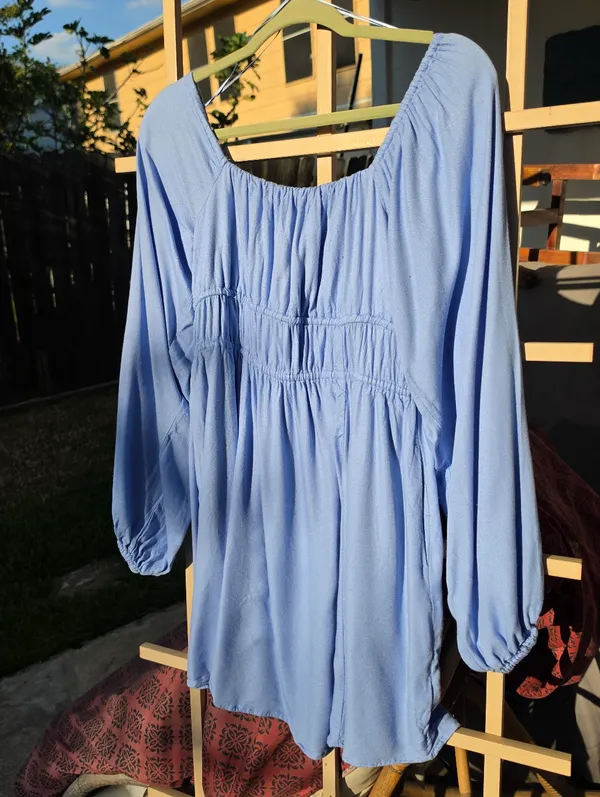 Old Navy Baby Blue Long Sleeve Dress Medium - Image 4