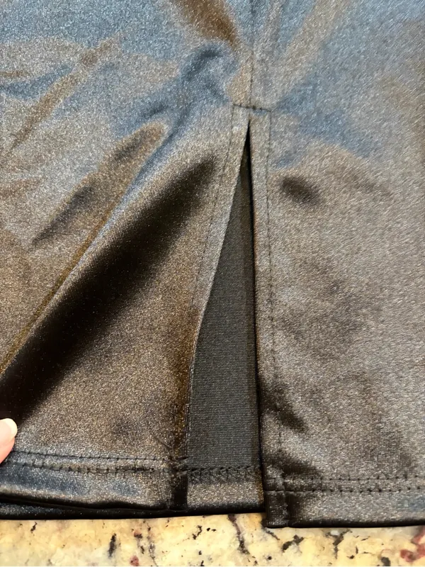 Windsor Black Satin Mini Skirt with Slit - Image 2