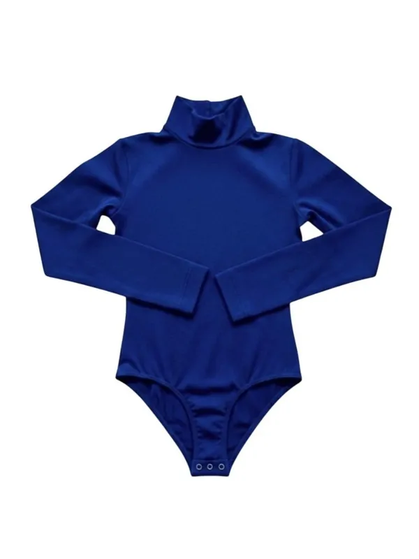 Body Wrappers Adult S Royal Blue Turtleneck Leotard Cheer Snap Crotch Zip Back - Image 2
