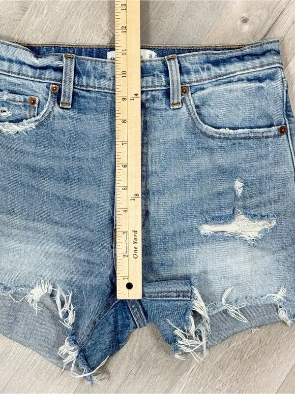 Abercrombie & Fitch High Rise Denim Cutoffs Mom Jean Shorts‎ Blue Size 2 26 - Image 11