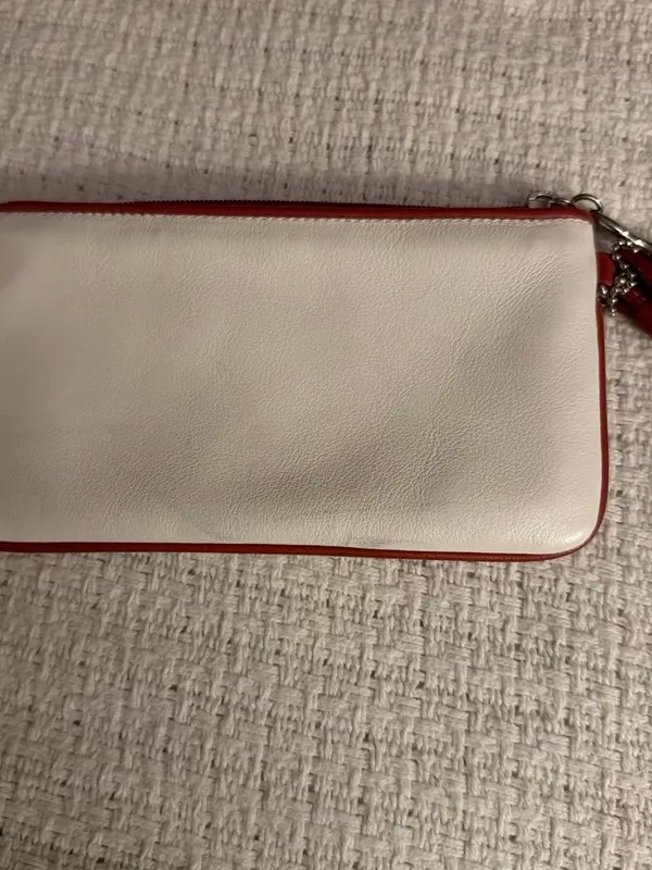 Coach White Wristlet Clutch with Red, Pink and Orange Heart Appliqués - Image 2