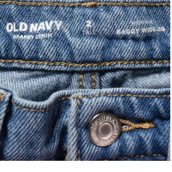 Old Navy Drapey Denim High Rise Baggy Wide Leg Jeans Blue Size 2 Tall - Image 3