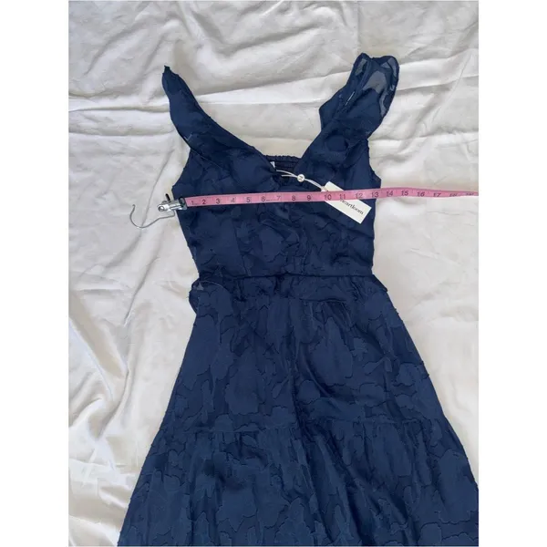 NWT Heartloom Blue Floral Jacquard Tiered Midi Dress Ruffle Strap Romantic Boho - Image 5