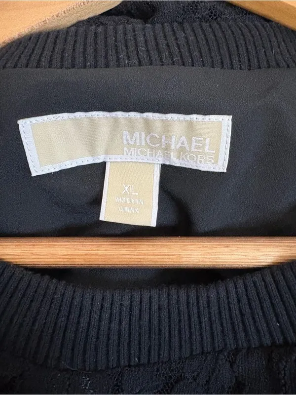 Women’s Black Lace Long-Sleeve Pullover Sweatshirt by MICHAEL Michael Kors - Image 2