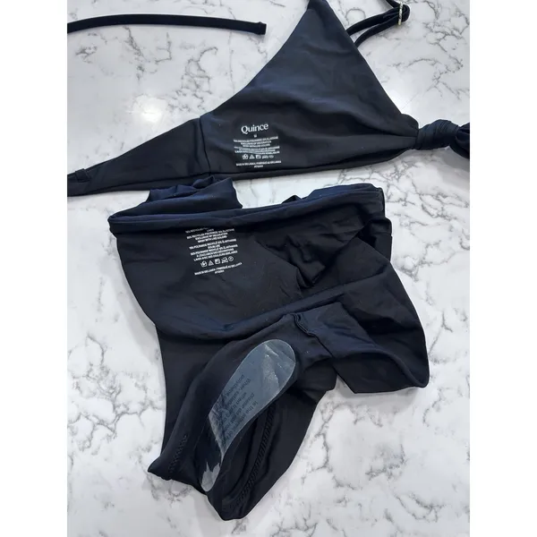 NWOT Quince Black Knot Tie Bikini Top & High Rise Bottom Set Size Medium - Image 3