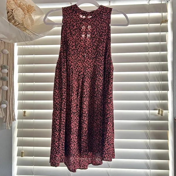 Free People Leopard Print swing mini dress swing tunic XL nwt boho - Image 2