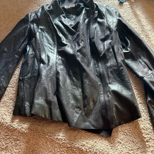 Calvin Klein shiny‎ black jacket small - Image 7