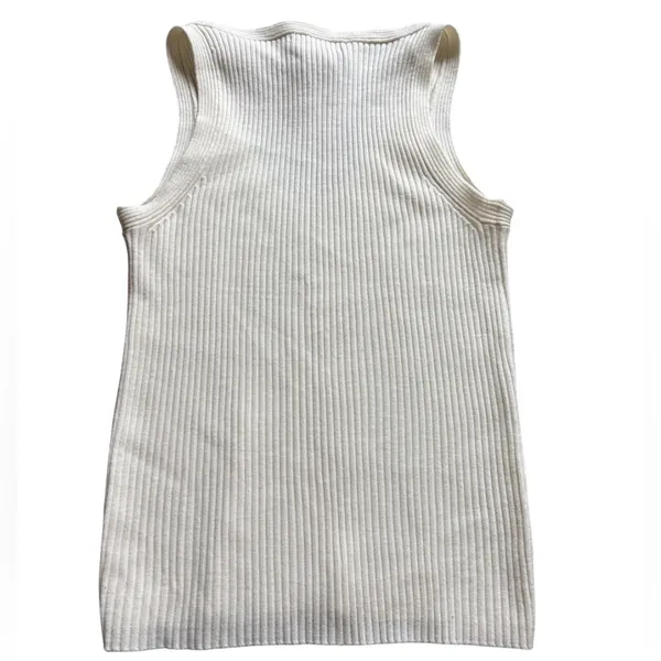 New York & Company Cream Knit Ribbed Tank Top - Image 2