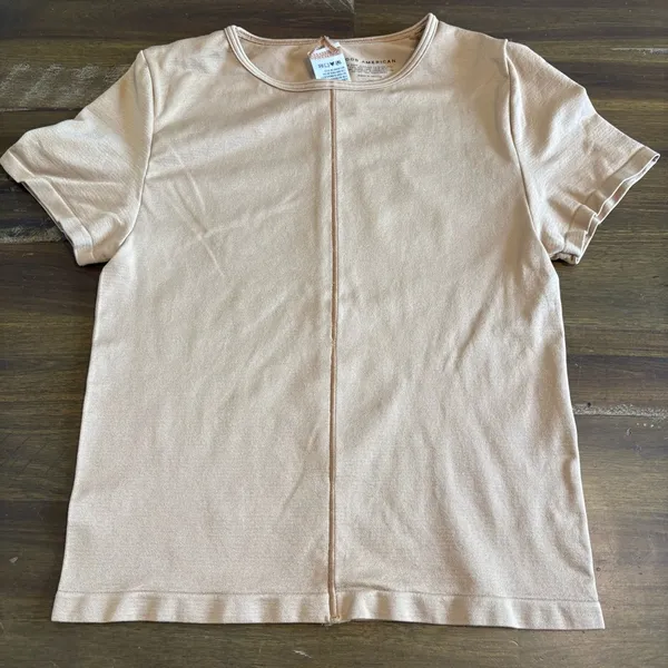 Good American So Soft Sculpted Tee T-Shirt Stretch Pecan 1 2 Small Medium - Image 4