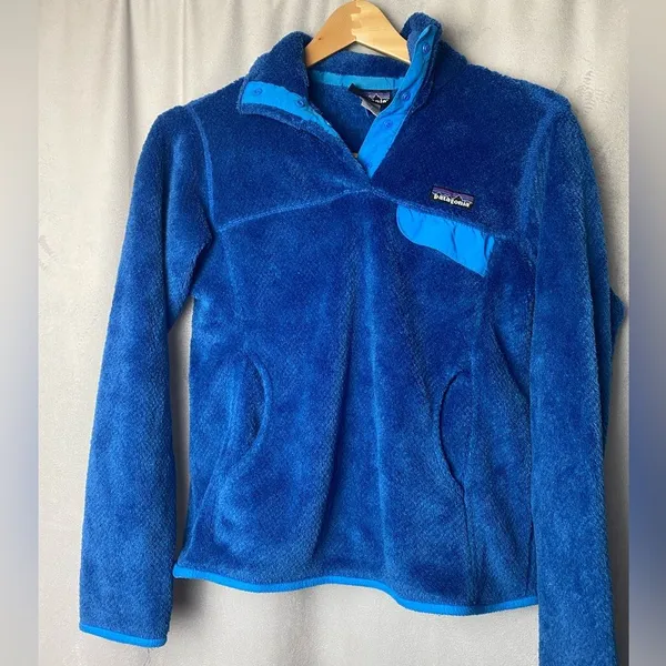 Patagonia Women’s Cozy Royal Blue Fleece Retool Snap T Pullover Gorpcore S - Image 2