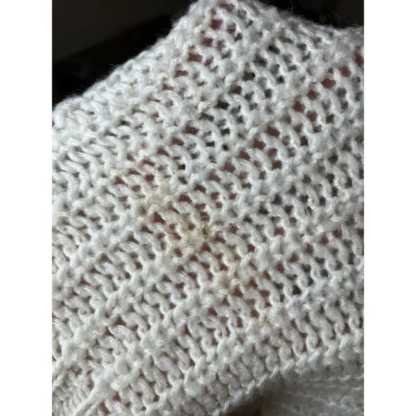American Eagle Crochet Knit Sweater XL Cream Chunky Textured Open Weave - Image 6