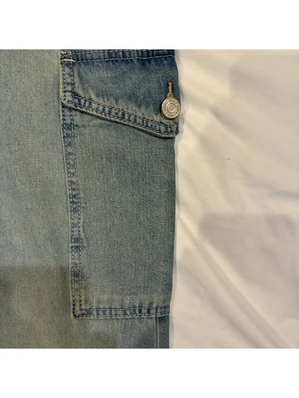 Indigo Rose Wide Leg Denim Y2K Cargo Pants Light Wash Streetwear Skater NWT Sz 7 - Image 4