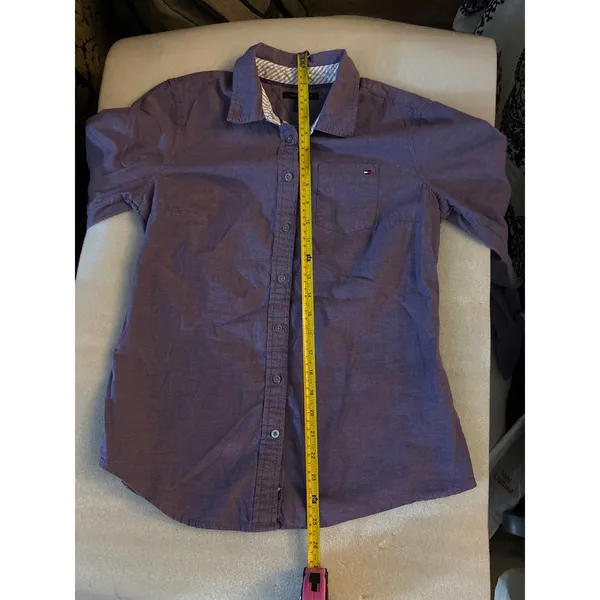 Tommy Hilfiger Womens Purple Button Down Shirt S Casual Preppy Classic Academia - Image 7