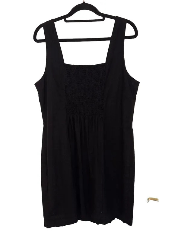 Old Navy Square Neck Linen-Blend Mini Dress Black Size Large - Image 6