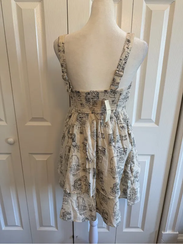 Abercrombie & Fitch Emerson Print Mini Dress White/Black Size Medium NWT - Image 3