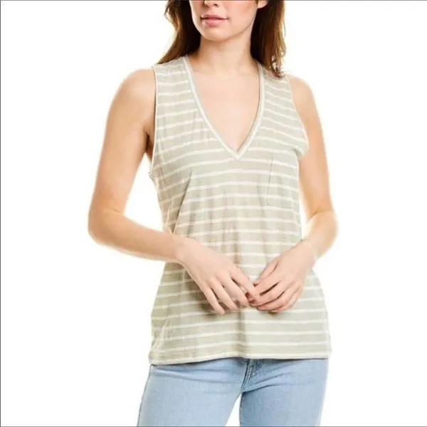 Madewell Whisper V-Neck Cotton Tank Top Shirt Tee M v6x - Image 3