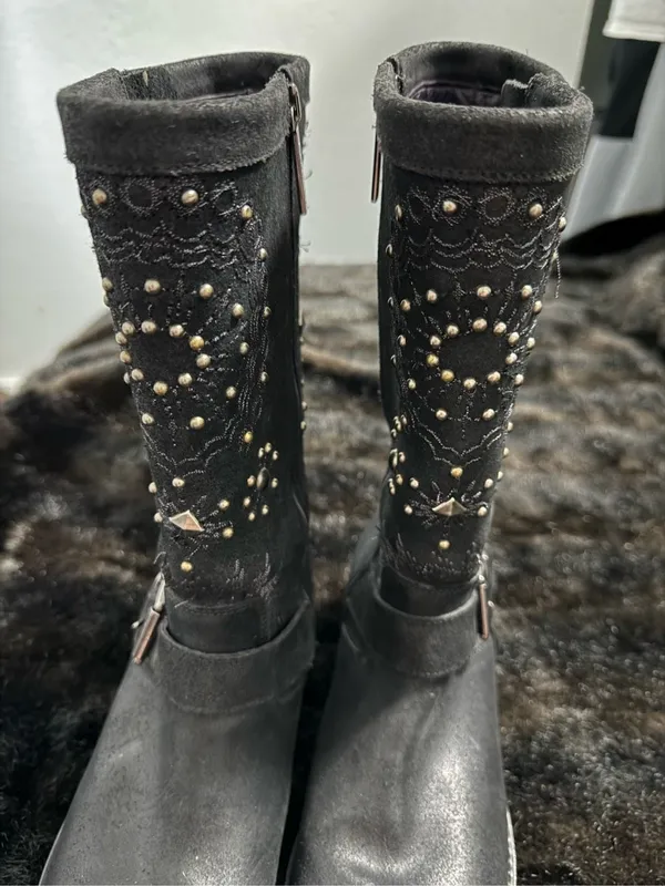 Donald j pliner raze black studded tall rock n roll boots tall 8.5 - Image 3