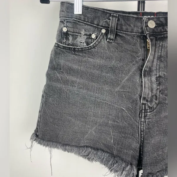 Urban Outfitters BDG Distressed Washed‎ Black Girlfriend High Rise Denim Shorts - Image 2