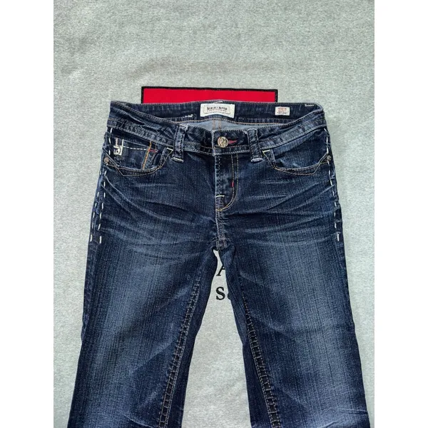 MEK Denim Jean Pant Women's Moscow Slim Boot Distressed Blue Dark Wash Size 27 - Image 2